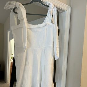 DIISH WHITE LINEN BOW MINI DRESS